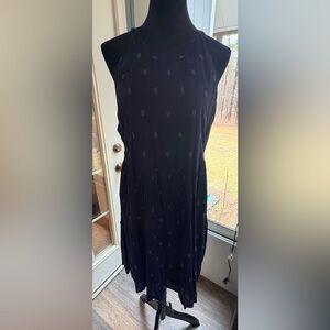 Old Navy Navy Blue Dress with Subtle Leaf Embroidery